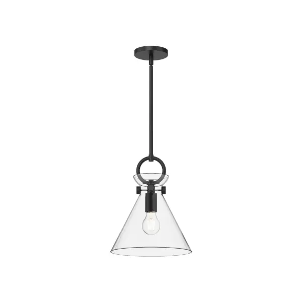 From a cozy cottage to an artfully eclectic space, the Emerson transforms to fit any mood. With handsome metallic details and five unique shade shapes to choose from, this collection provides endless inspiration. Mix and match this collection to fit your mood with hardware, shade, and mixed metal finish options. Collection: Emerson Designer: Alan Pepin Finish: Matte Black/Clear Glass Glass: Clear Glass Width: 10.50" Height: 12.75" Length: 10.50" Rod: 46" (3x12" + 1x6" + 1x4") Canopy: D4.625" x H0.625" Number of Bulbs: 1 Maximum Wattage: 60.00 W Bulb Type: A19 Bulb Base: E26 Voltage: 120.00 V Material: Steel + Glass Country of Origin: China Safety Listing: UL Safety Rating: Dry Manufacturer Warranty: 1 Year Spec Sheet Instructions