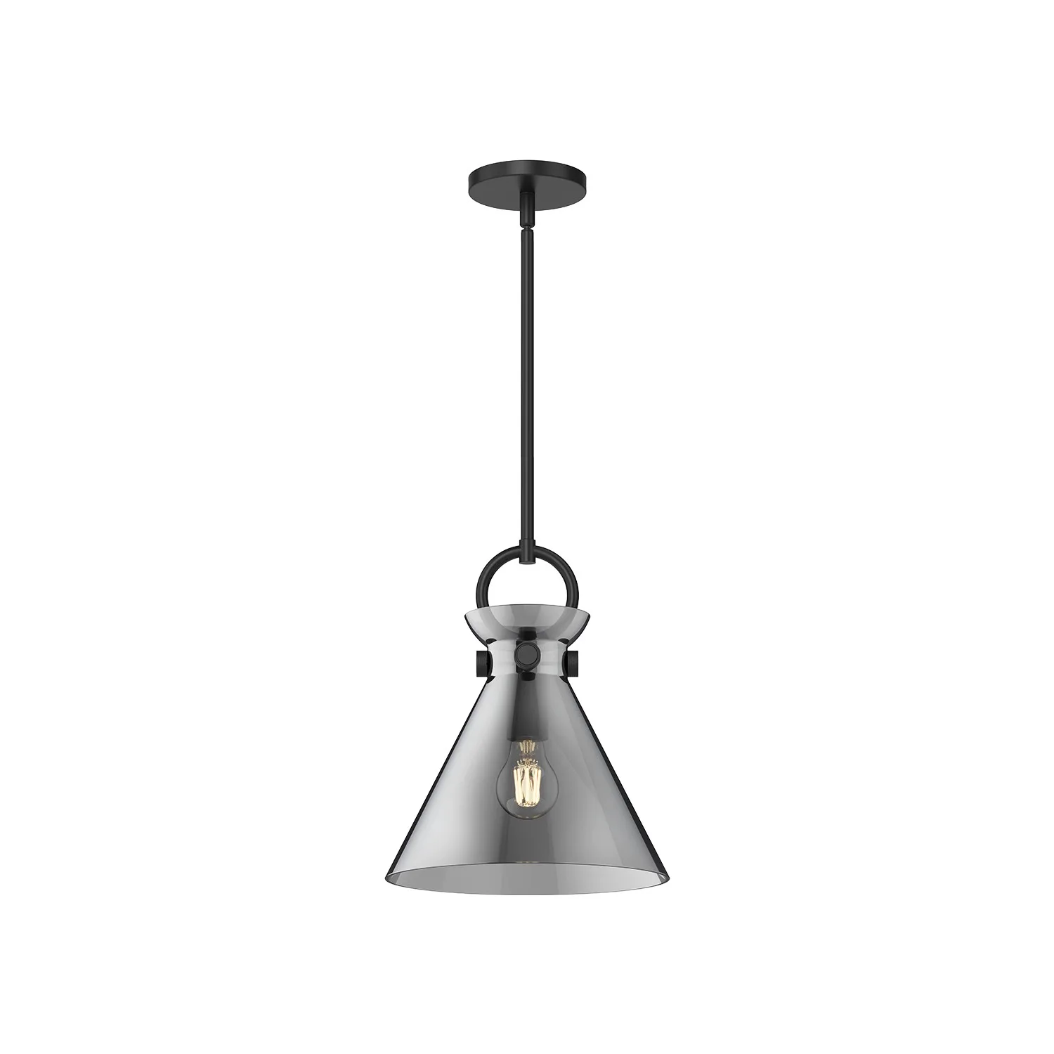 Emerson One Light Pendant in Matte Black/Smoked Glass