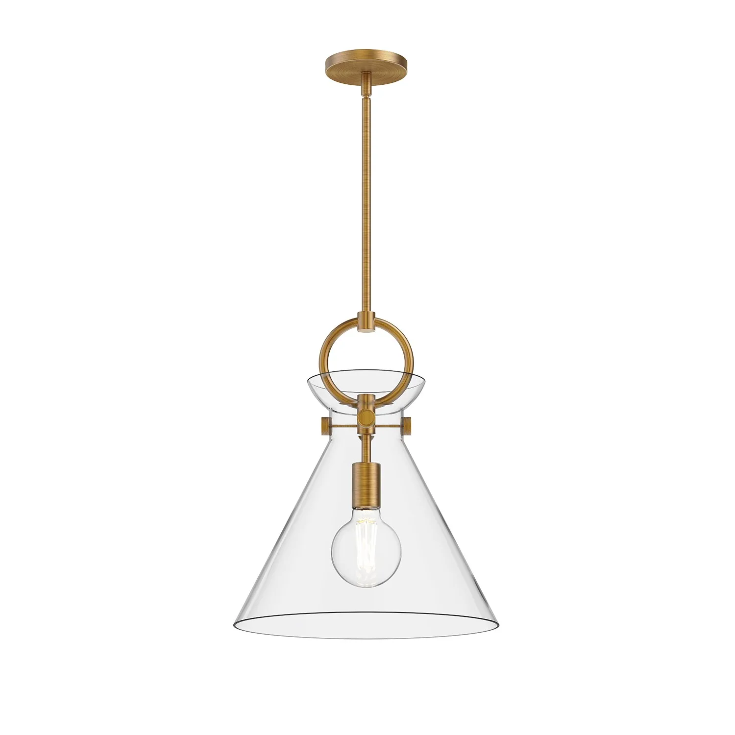 Emerson One Light Pendant in Aged Gold/Clear Glass