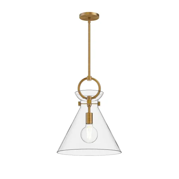 From a cozy cottage to an artfully eclectic space, the Emerson transforms to fit any mood. With handsome metallic details and five unique shade shapes to choose from, this collection provides endless inspiration. Mix and match this collection to fit your mood with hardware, shade, and mixed metal finish options. Collection: Emerson Designer: Alan Pepin Finish: Aged Gold/Clear Glass Glass: Clear Glass Width: 14.00" Height: 17.00" Length: 14.00" Rod: 46" (3x12" + 1x6" + 1x4") Canopy: D4.625" x H0.625" Number of Bulbs: 1 Maximum Wattage: 60.00 W Bulb Type: A19 Bulb Base: E26 Voltage: 120.00 V Material: Steel + Glass Country of Origin: China Safety Listing: UL Safety Rating: Dry Manufacturer Warranty: 1 Year Spec Sheet Instructions