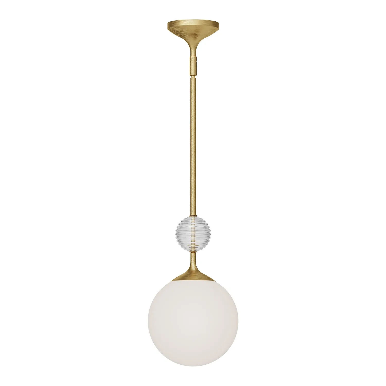Celia One Light Pendant in Brushed Gold/Opal Glass