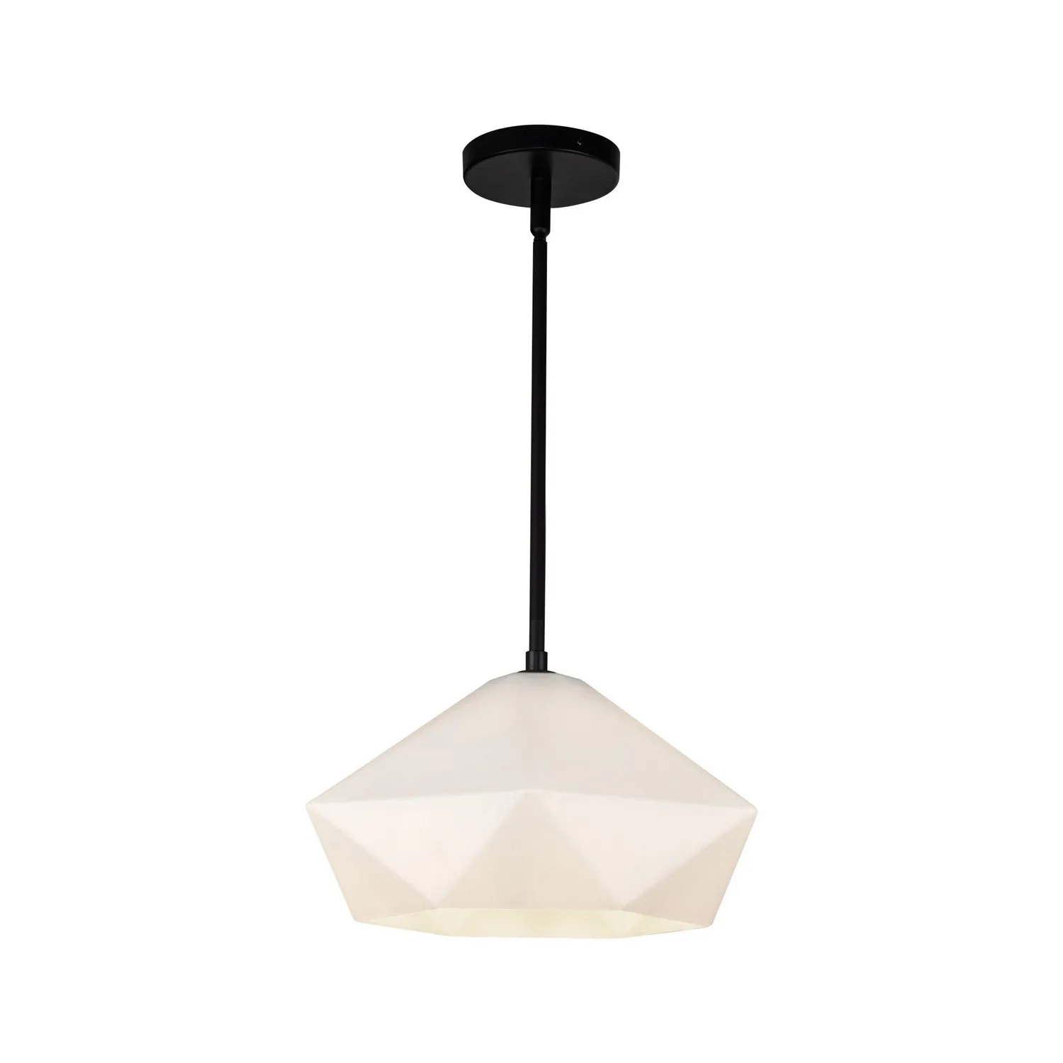 Krysta One Light Pendant in Matte Black/Opal Glass