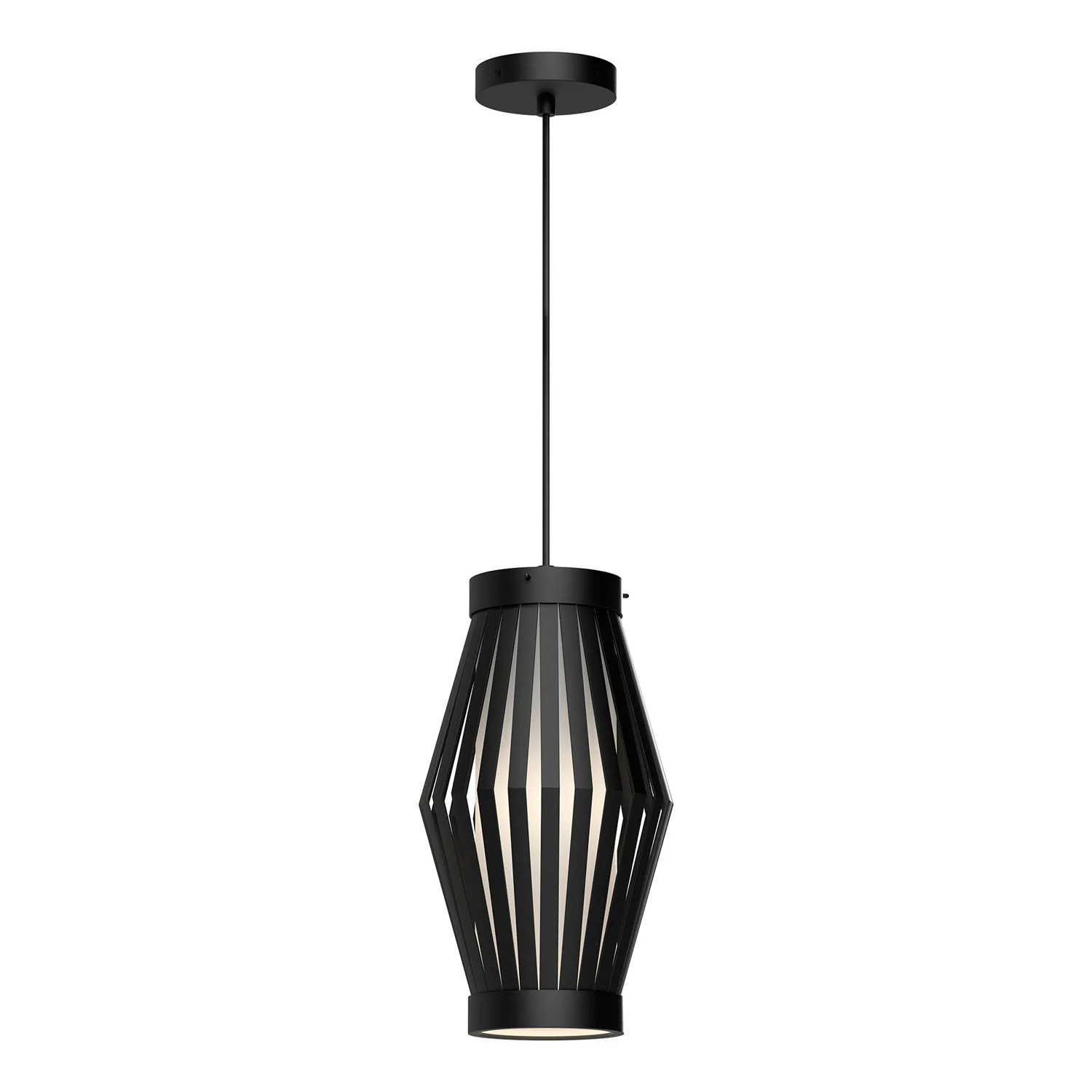 Hana One Light Pendant in Matte Black/Opal Matte Glass