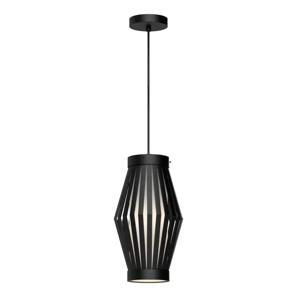 The Hana collection is inspired by traditional Japanese lanterns. Typically hung near temples and around festivals in Japan, these lanterns bring with them a warm glow of togetherness. With Opal Matte glass core enveloped in a geometric metal frame, the Hana is sure to illuminate your greatest moments of togetherness with its welcoming glow. Collection: Hana Designer: Alan Pepin Finish: Matte Black/Opal Matte Glass Glass: Matte Opal Glass Width: 8.38" Height: 15.50" Length: 8.38" Weight: 7.71 lb Wire: 72" Black Braided Canopy: D4.75" x H0.875" Number of Bulbs: 1 Maximum Wattage: 60.00 W Bulb Type: T Bulb Base: E26 Voltage: 120.00 V Material: Steel + Glass Country of Origin: China Safety Listing: UL Safety Rating: Dry Manufacturer Warranty: 1 Year Spec Sheet Instructions