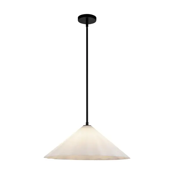 The Serena collection is a melding of contemporary design and timeless fashion. As light emanates from within, the pleated glass creates a soft, diffused illumination. Whether gracing a modern dining room or enhancing the ambiance of a chic living space, Serena brings an air of sophistication and style. Collection: Serena Designer: Alan Pepin Finish: Matte Black/Opal Glass Glass: Matte Opal Glass Width: 20.50" Height: 8.25" Length: 20.50" Rod: 46" (3x12" + 1x6" + 1x4") Canopy: D4.75" x H0.875" Number of Bulbs: 1 Maximum Wattage: 60.00 W Bulb Type: A19 Bulb Base: E26 Voltage: 120.00 V Material: Steel + Glass Country of Origin: China Safety Listing: UL Safety Rating: Dry Spec Sheet Instructions