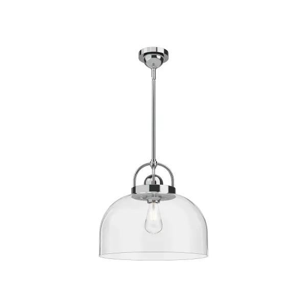 The Lancaster Collection takes the classic vintage lanterns of Paris to an elevated modern marvel. The generous glass of the Lancaster were designed with the intent to reflect all the small moments shared in a space. This collection is now available in styles for both indoor and outdoor use Collection: Lancaster Designer: Alan Pepin Finish: Chrome Glass: Clear Glass Width: 15.00" Height: 13.75" Length: 15.00" Rod: 46" (3x12" + 1x6" + 1x4") Canopy: D4.625" x H2.25" Number of Bulbs: 1 Maximum Wattage: 60.00 W Bulb Type: A19 Bulb Base: E26 Voltage: 120.00 V Material: Steel + Glass Country of Origin: China Safety Listing: UL Safety Rating: Dry Manufacturer Warranty: 1 Year Spec Sheet Instructions