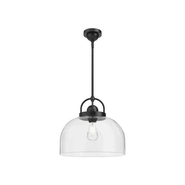The Lancaster Collection takes the classic vintage lanterns of Paris to an elevated modern marvel. The generous glass of the Lancaster were designed with the intent to reflect all the small moments shared in a space. This collection is now available in styles for both indoor and outdoor use Collection: Lancaster Designer: Alan Pepin Finish: Matte Black Glass: Clear Glass Width: 15.00" Height: 13.75" Length: 15.00" Rod: 46" (3x12" + 1x6" + 1x4") Canopy: D4.625" x H2.25" Number of Bulbs: 1 Maximum Wattage: 60.00 W Bulb Type: A19 Bulb Base: E26 Voltage: 120.00 V Material: Steel + Glass Country of Origin: China Safety Listing: UL Safety Rating: Dry Manufacturer Warranty: 1 Year Spec Sheet Instructions