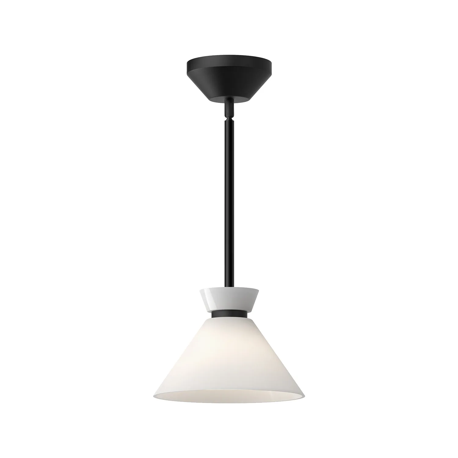 Halston One Light Pendant in Glossy Opal Glass/Matte Black