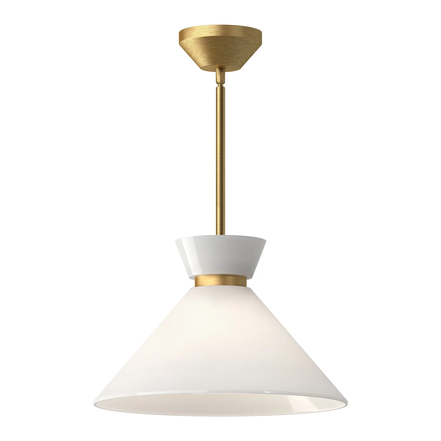 Halston One Light Pendant in Brushed Gold/Glossy Opal Glass