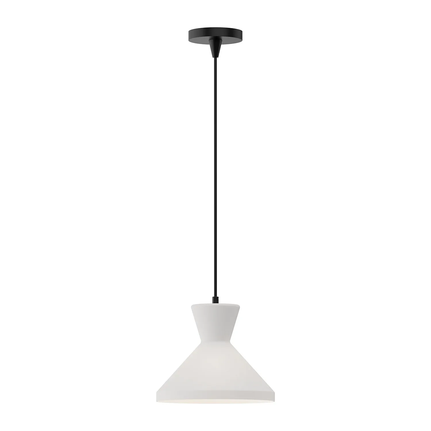 Betty One Light Pendant in Matte Black/Opal Glass