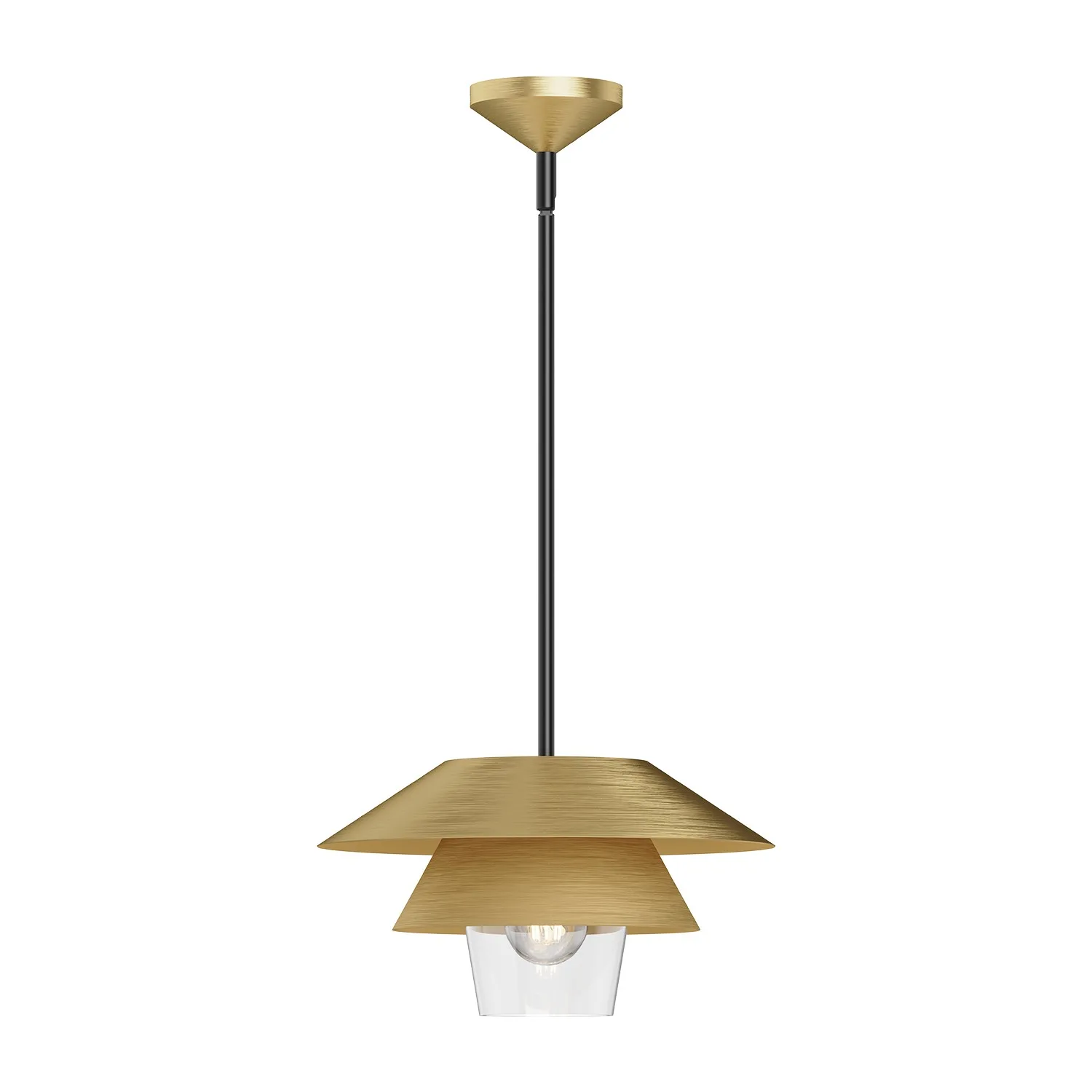Tetsu One Light Pendant in Brushed Gold/Clear Glass
