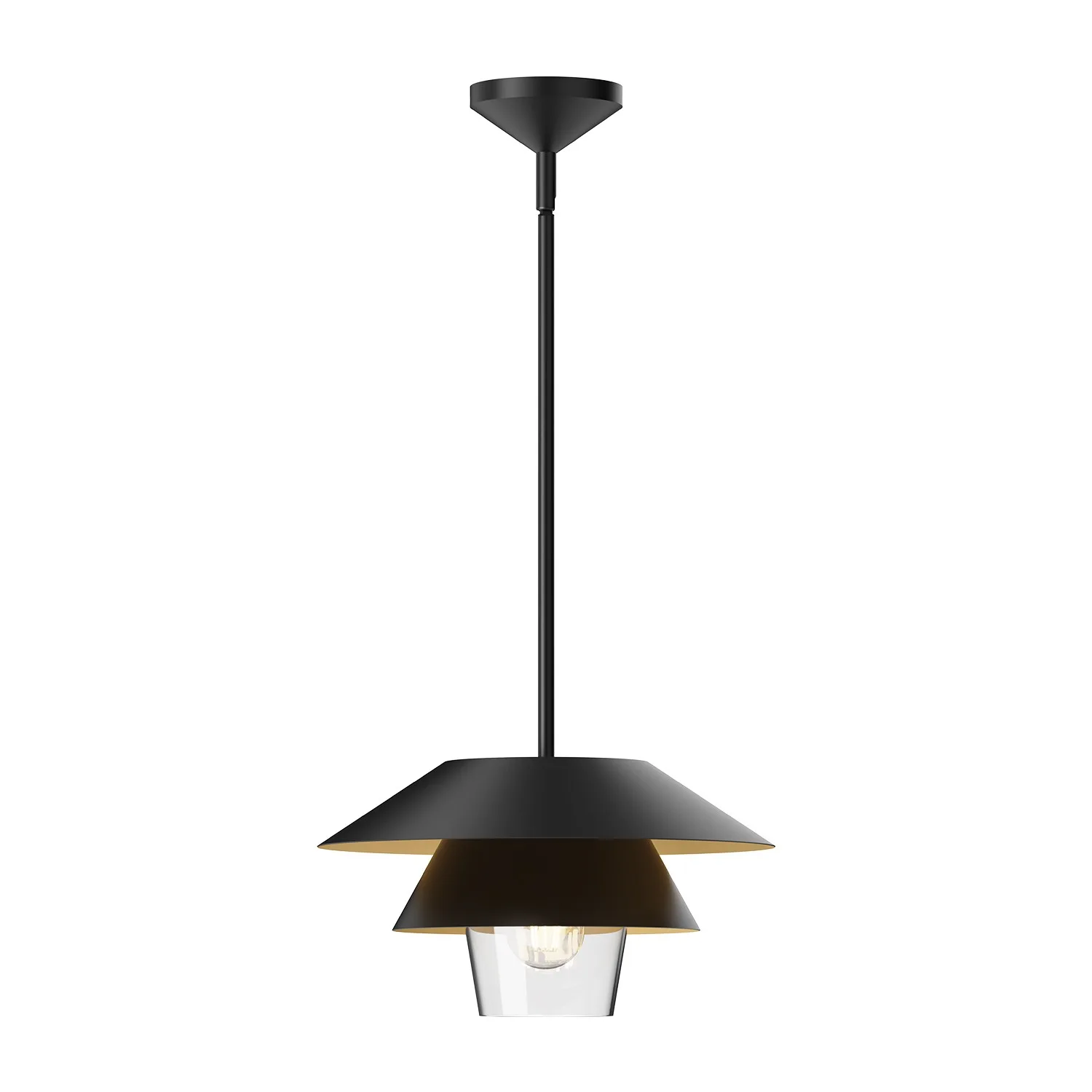 Tetsu One Light Pendant in Matte Black/Clear Glass