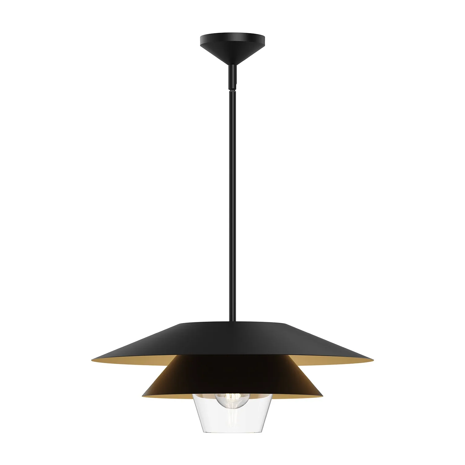 Tetsu One Light Pendant in Matte Black/Clear Glass