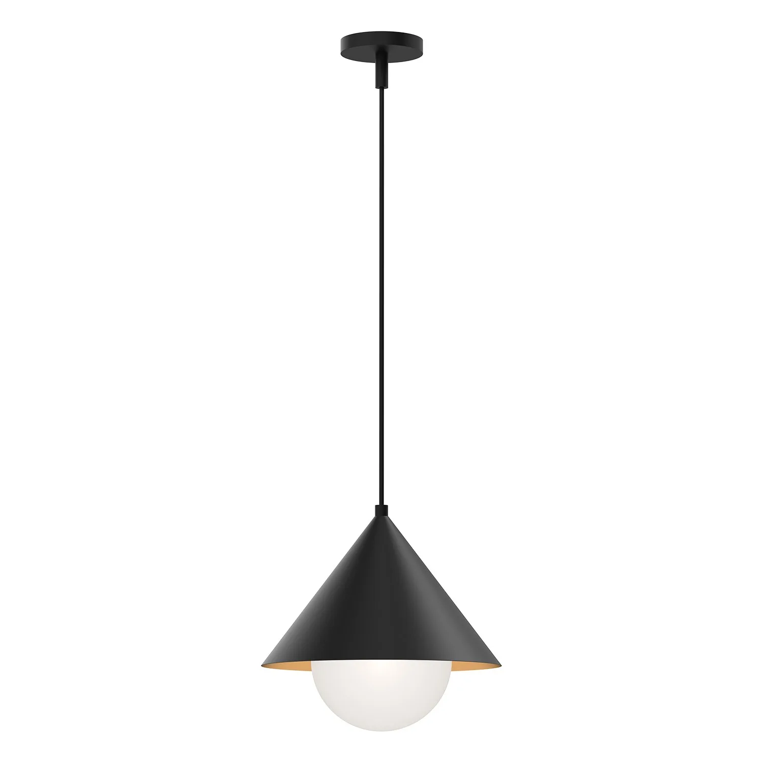 Remy One Light Pendant in Matte Black/Opal Glass