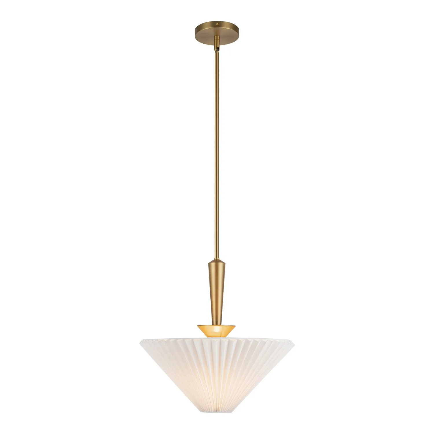 Bridgette One Light Pendant in Brushed Gold/Folded White