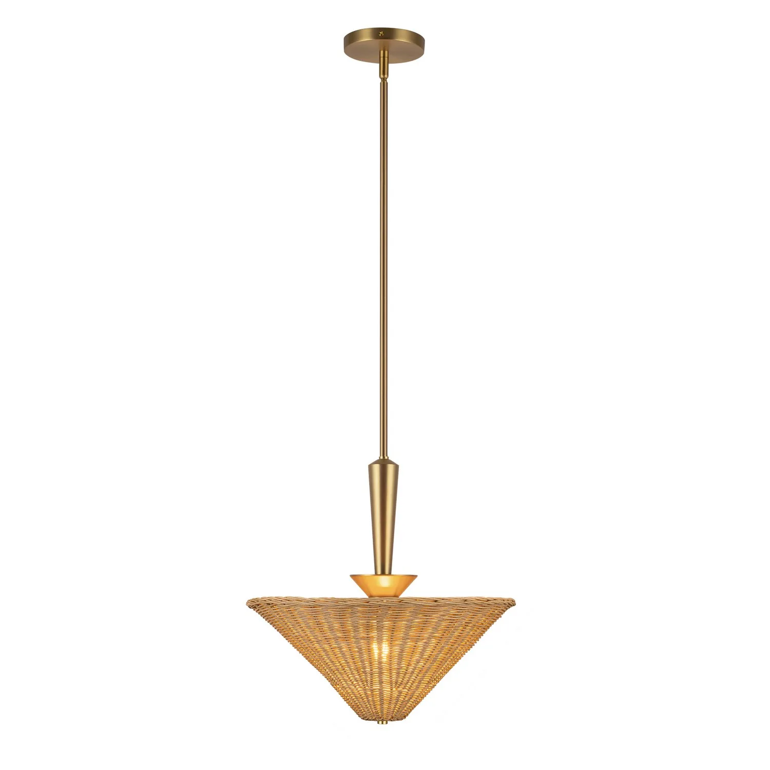 Bridgette One Light Pendant in Brushed Gold/Rattan