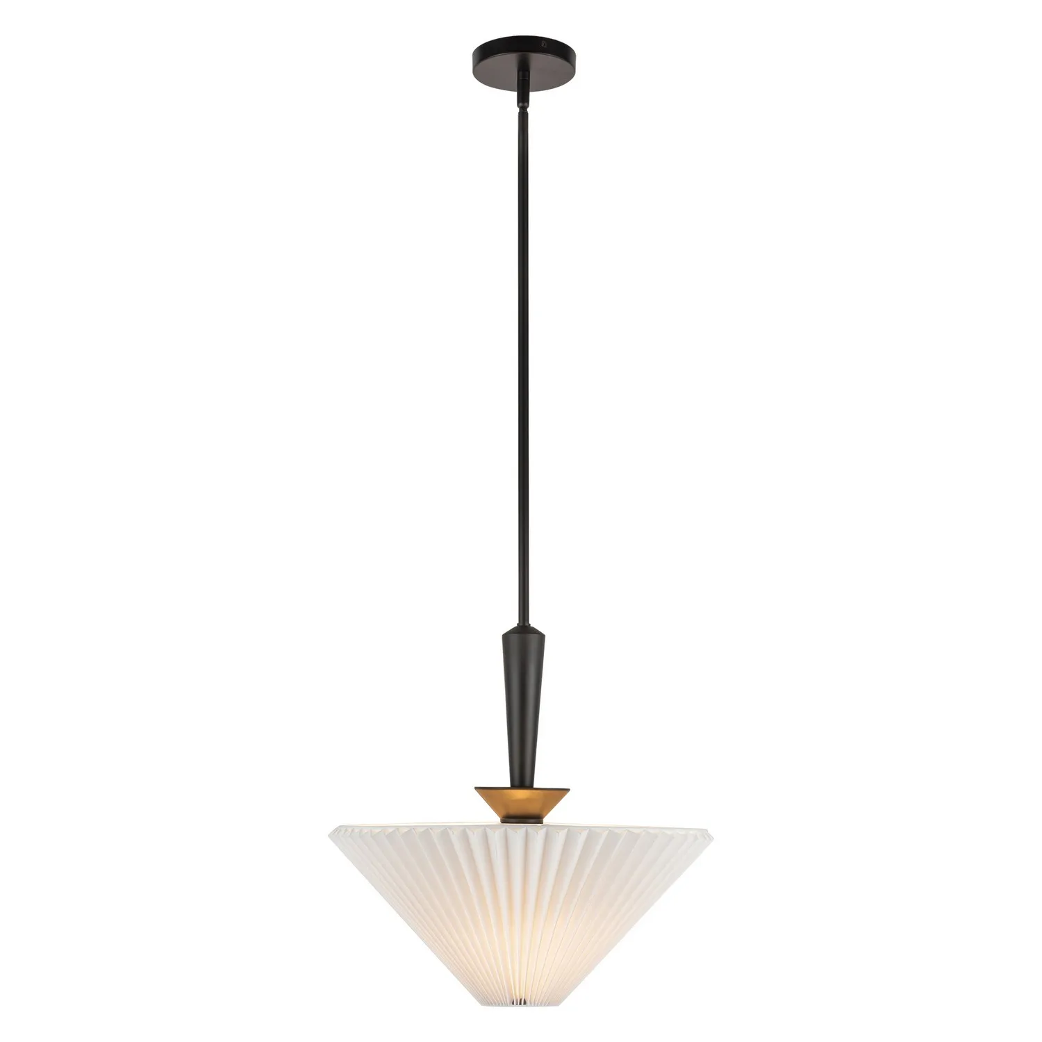 Bridgette One Light Pendant in Matte Black/Folded White
