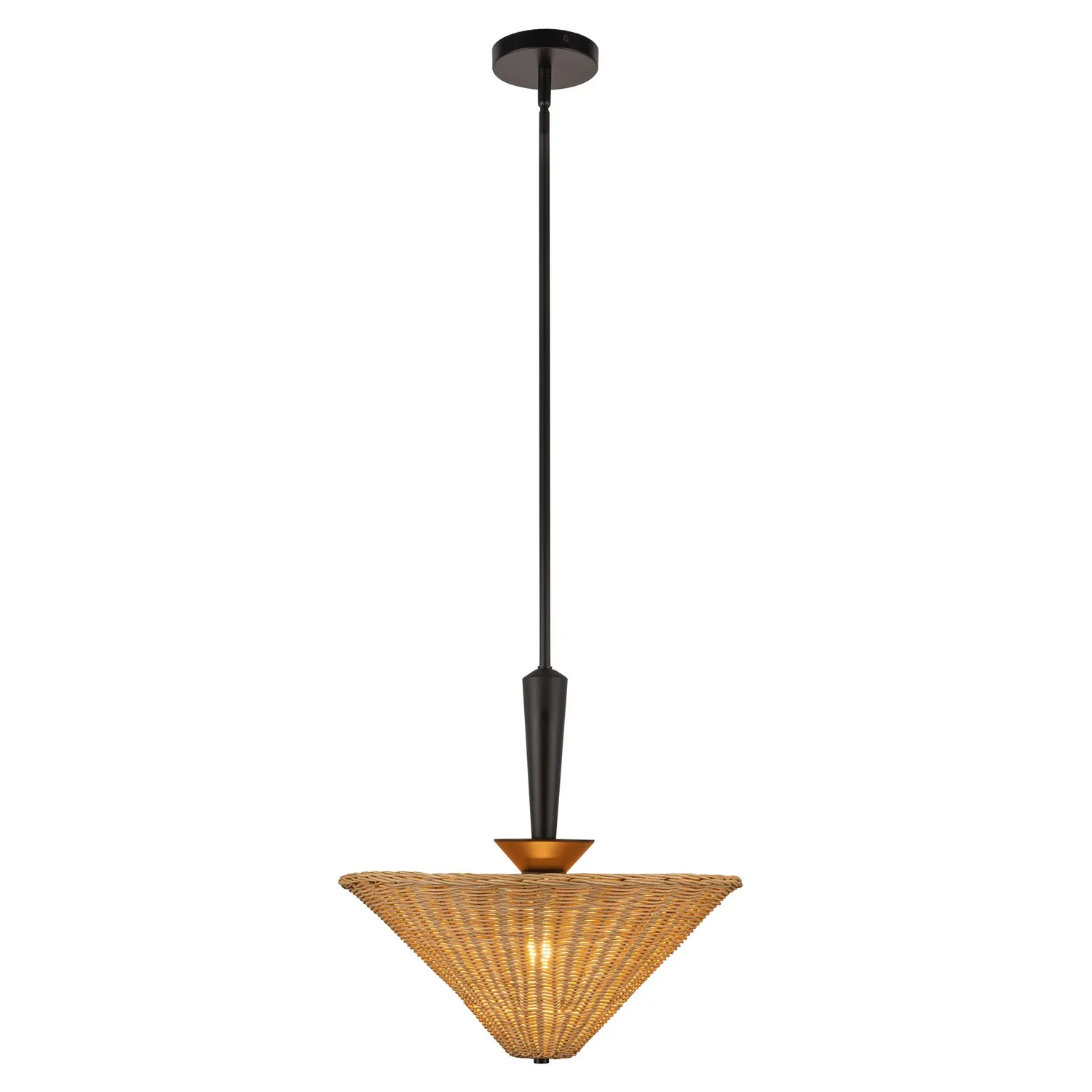 Bridgette One Light Pendant in Matte Black/Rattan