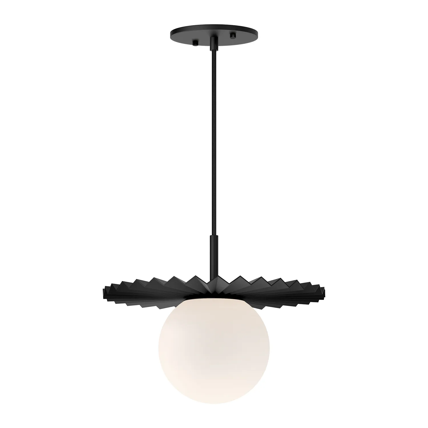 Plume One Light Pendant in Matte Black/Opal Matte Glass
