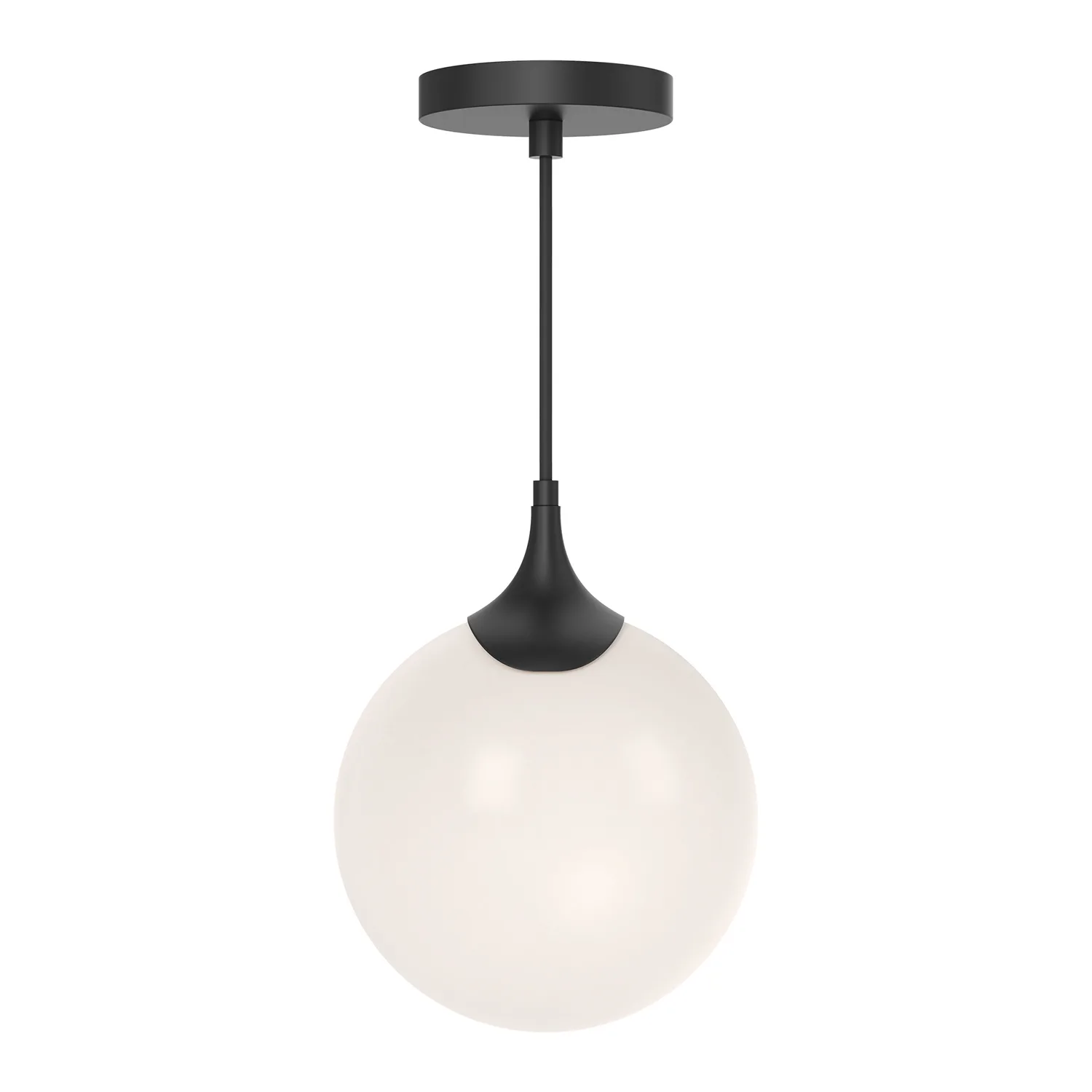 Nouveau One Light Pendant in Matte Black/Opal Matte Glass