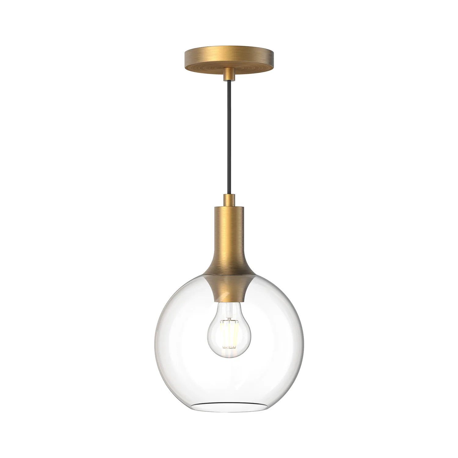 Castilla One Light Pendant in Aged Gold/Clear Glass