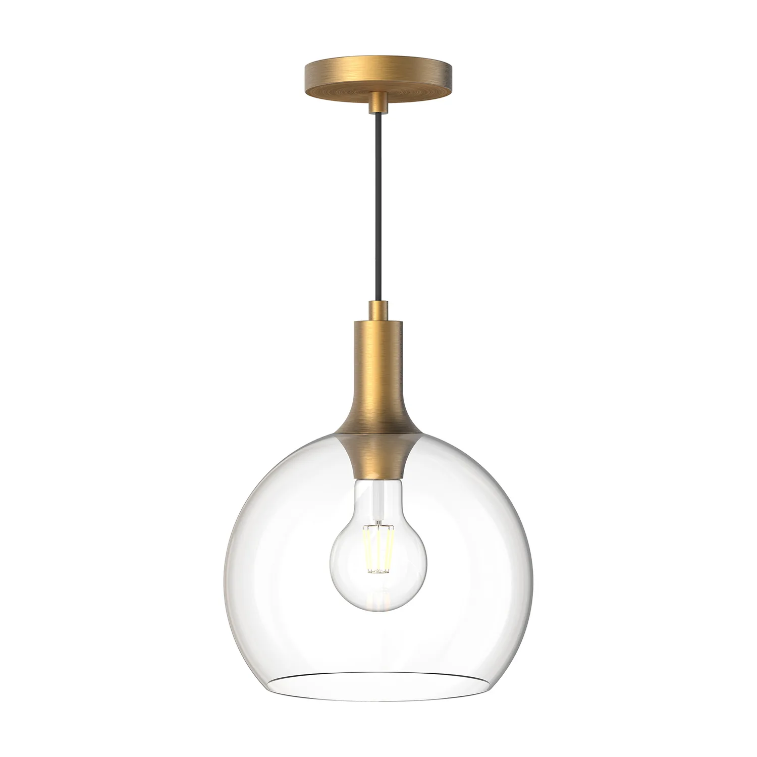 Castilla One Light Pendant in Aged Gold/Clear Glass