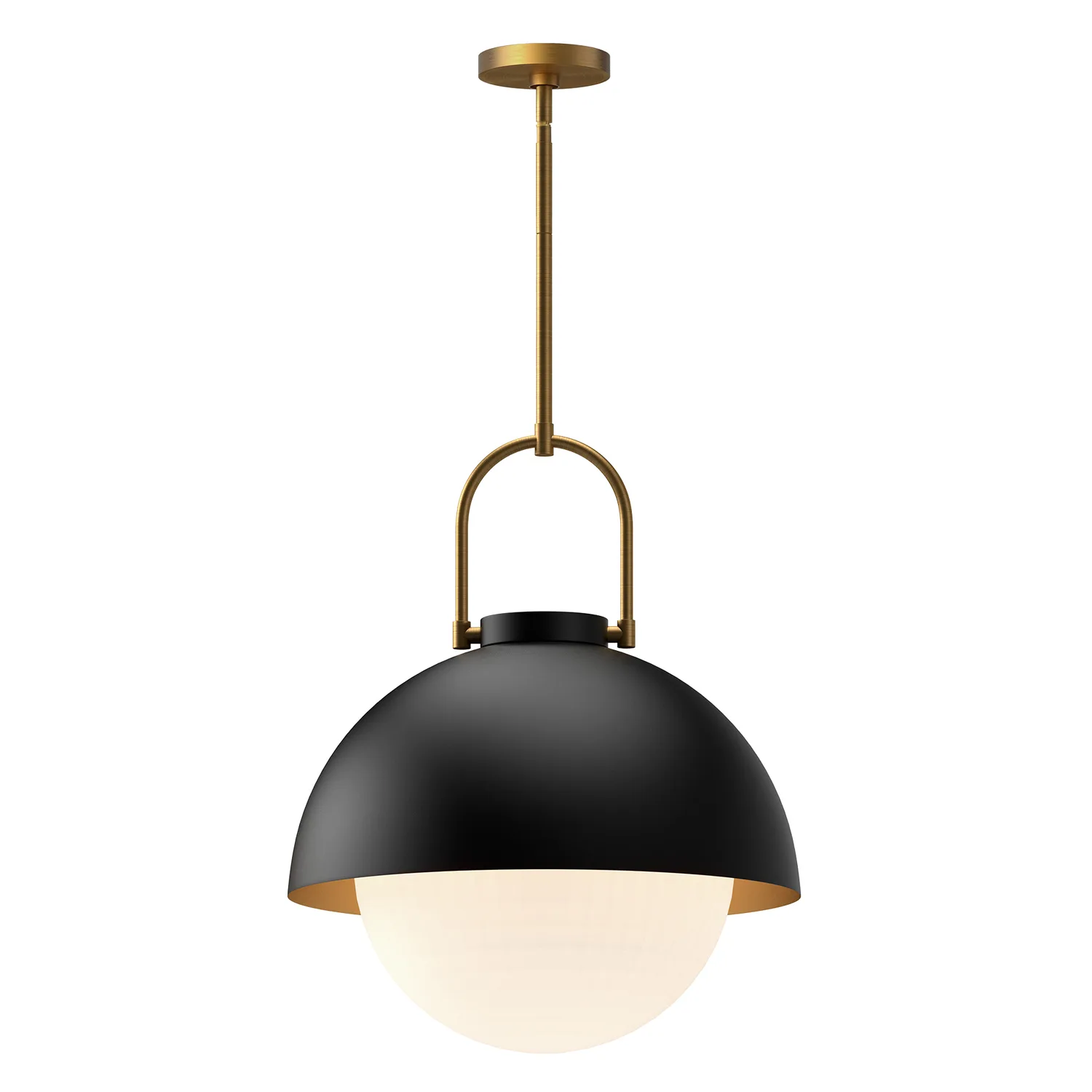 Harper One Light Pendant in Matte Black/Opal Matte Glass