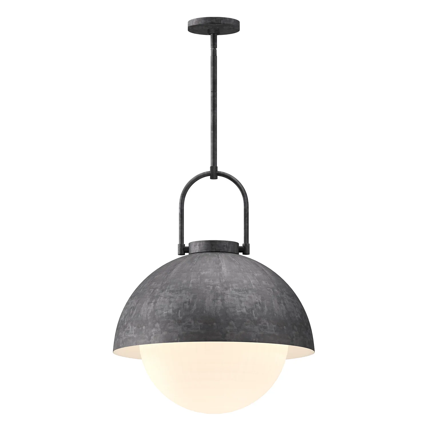 Harper One Light Pendant in Steel Shade/Opal Matte Glass