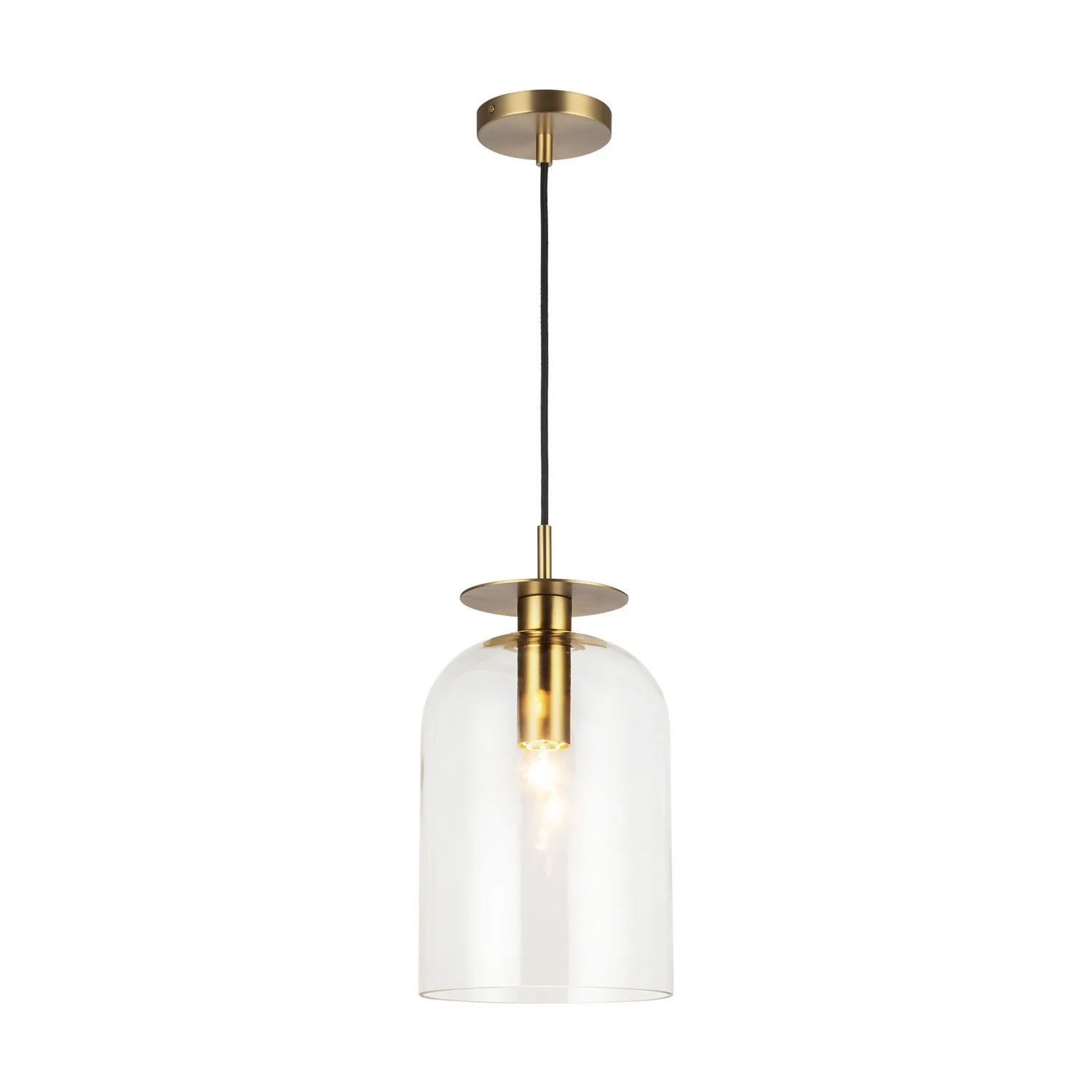 Sylvia One Light Pendant in Brushed Gold/Clear Glass