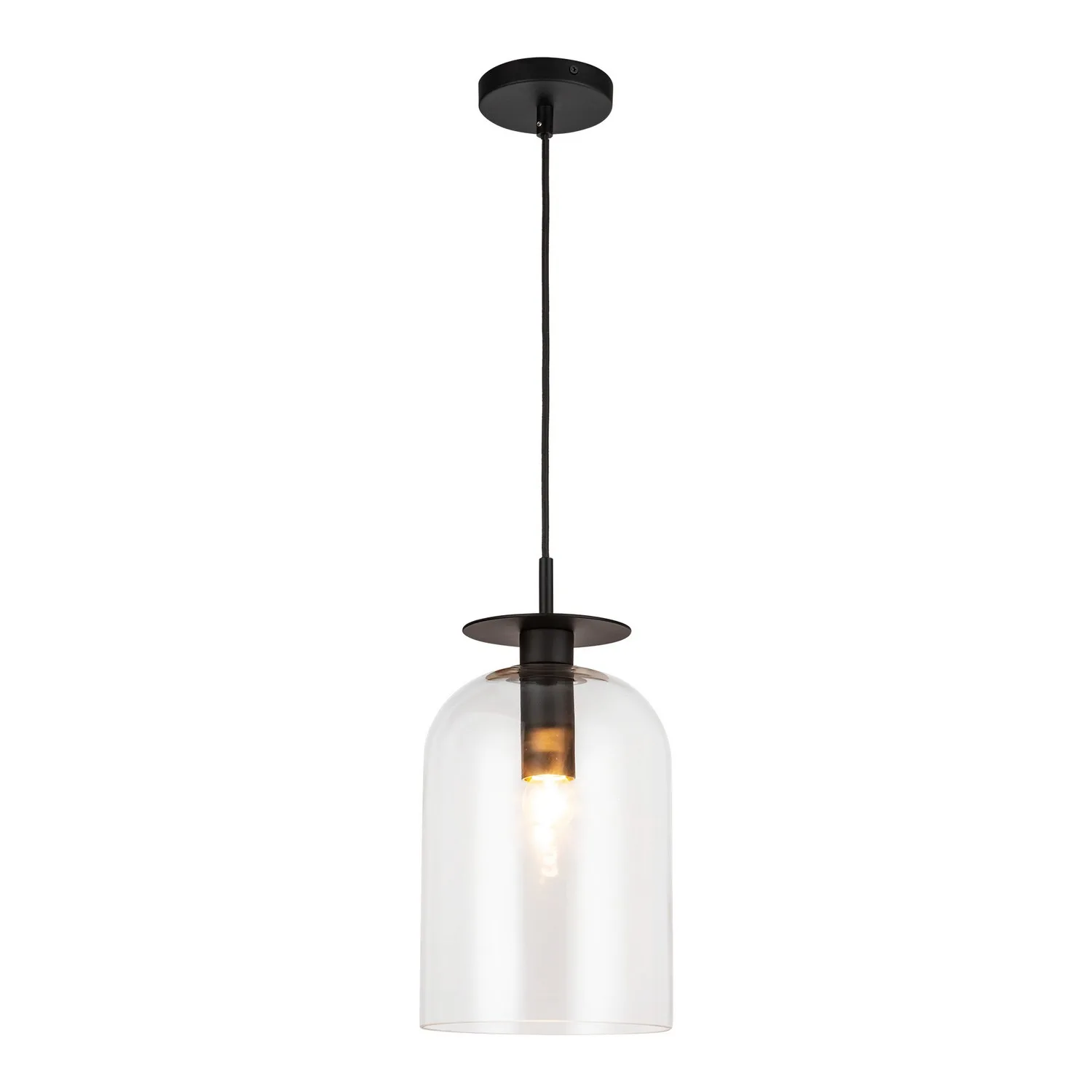 Sylvia One Light Pendant in Matte Black/Clear Glass