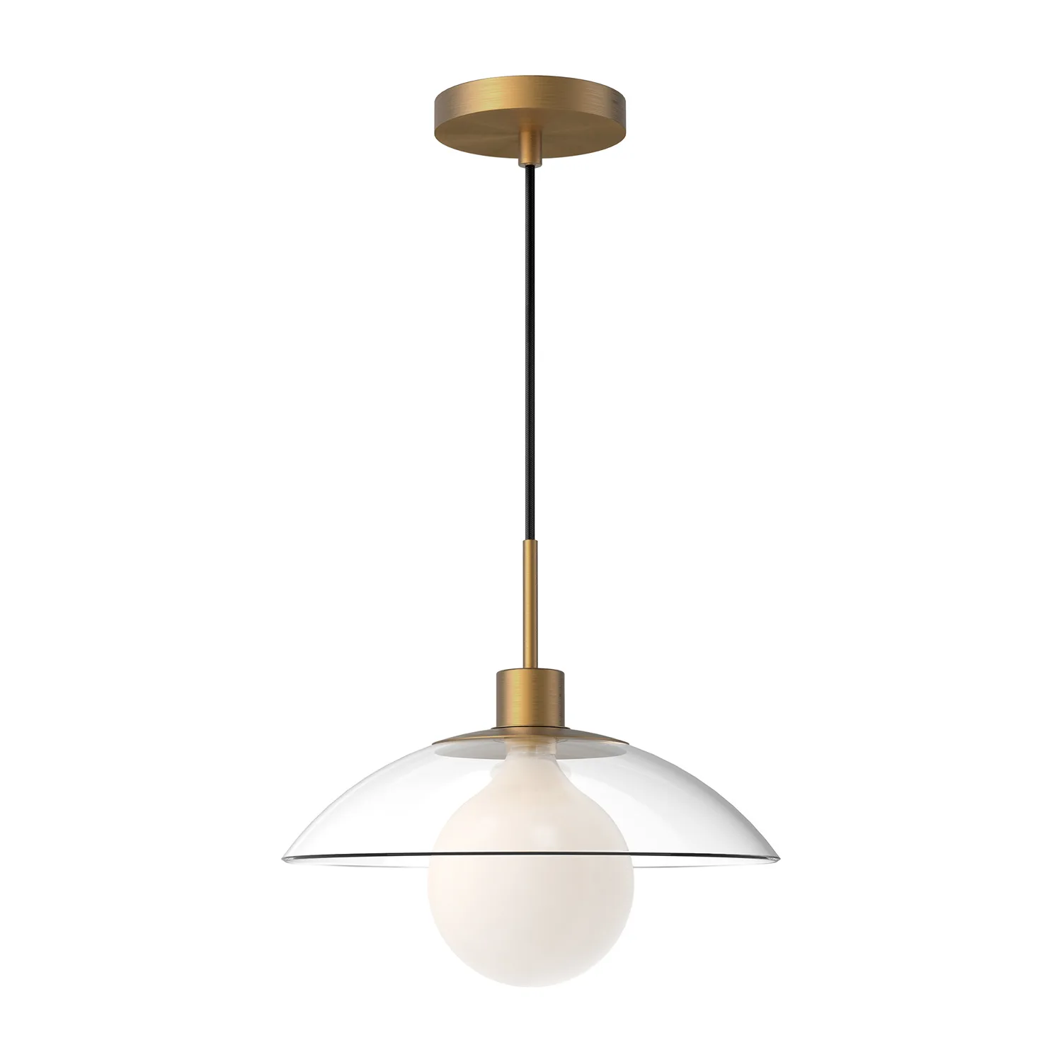 Francesca One Light Pendant in Aged Gold/Clear Glass