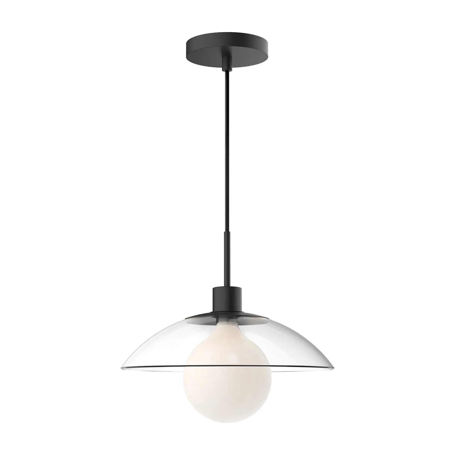 Francesca One Light Pendant in Clear Glass/Matte Black