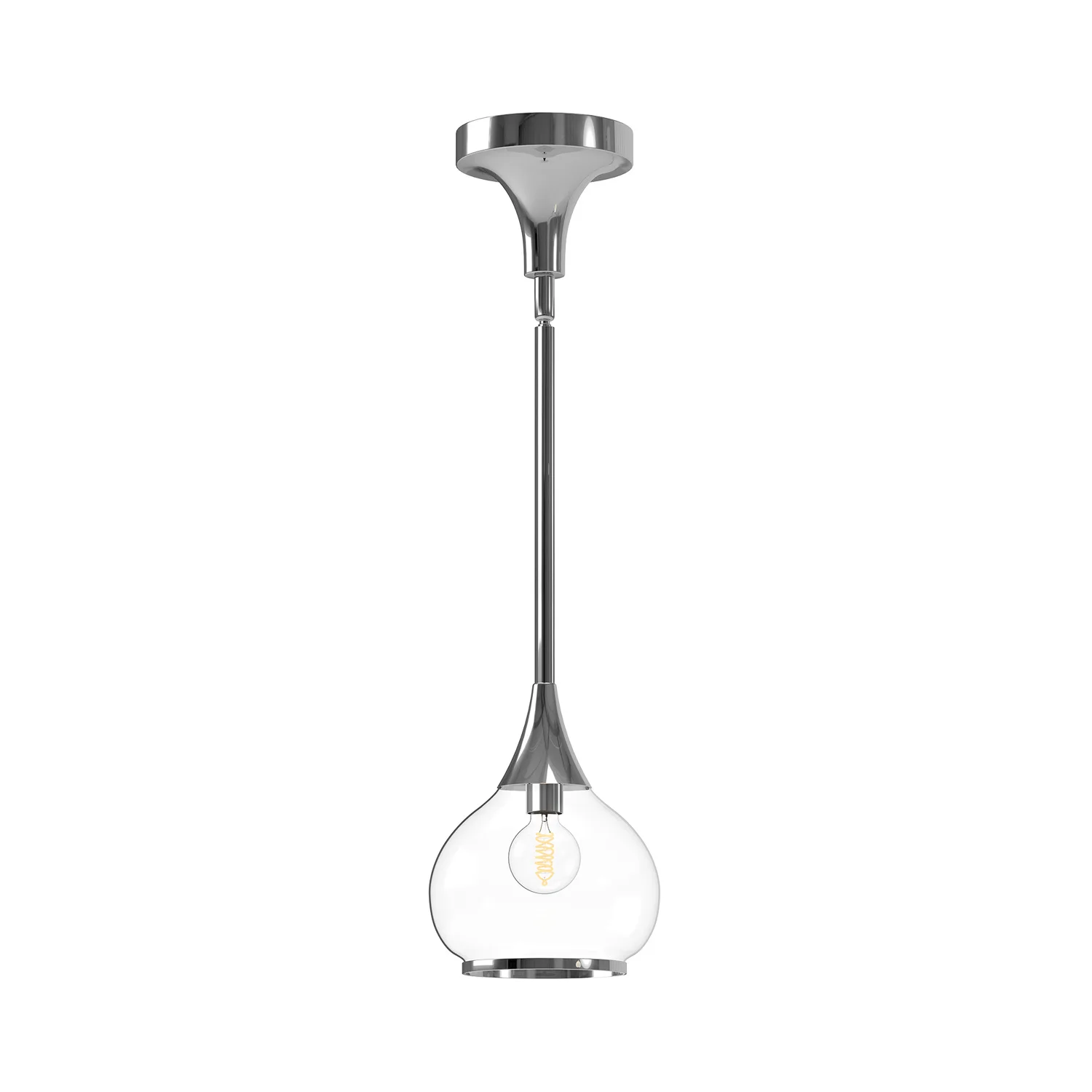 Hazel One Light Pendant in Chrome/Clear Glass