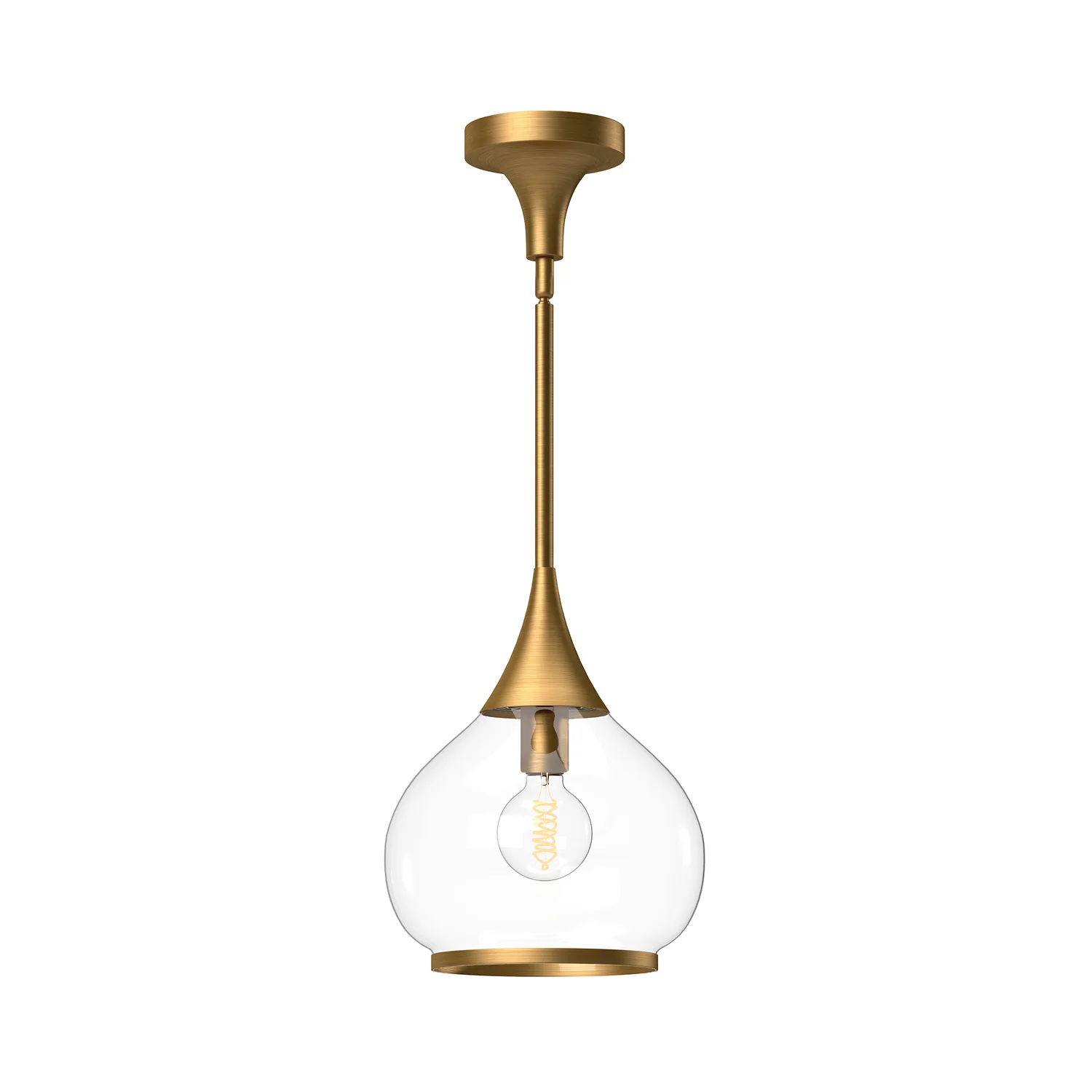 Hazel One Light Pendant in Aged Gold/Clear Glass