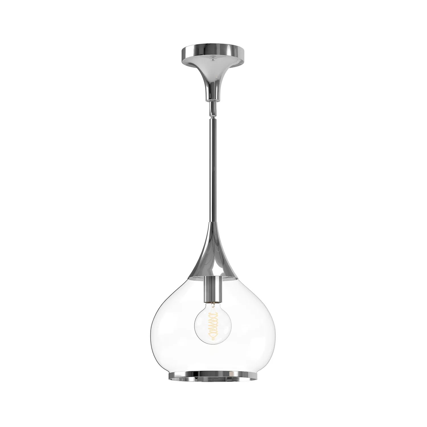 Hazel One Light Pendant in Chrome/Clear Glass