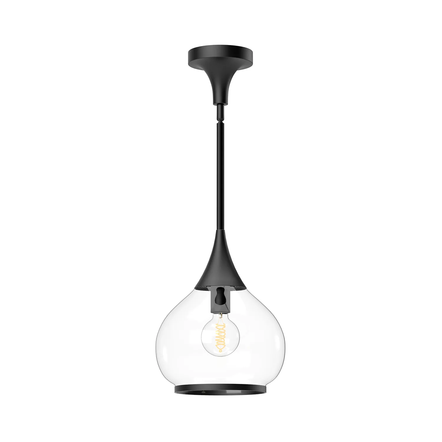 Hazel One Light Pendant in Clear Glass/Matte Black