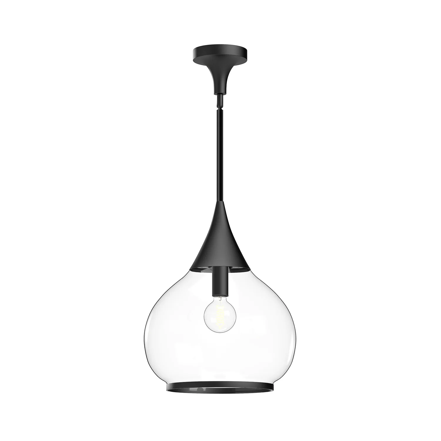 Hazel One Light Pendant in Clear Glass/Matte Black