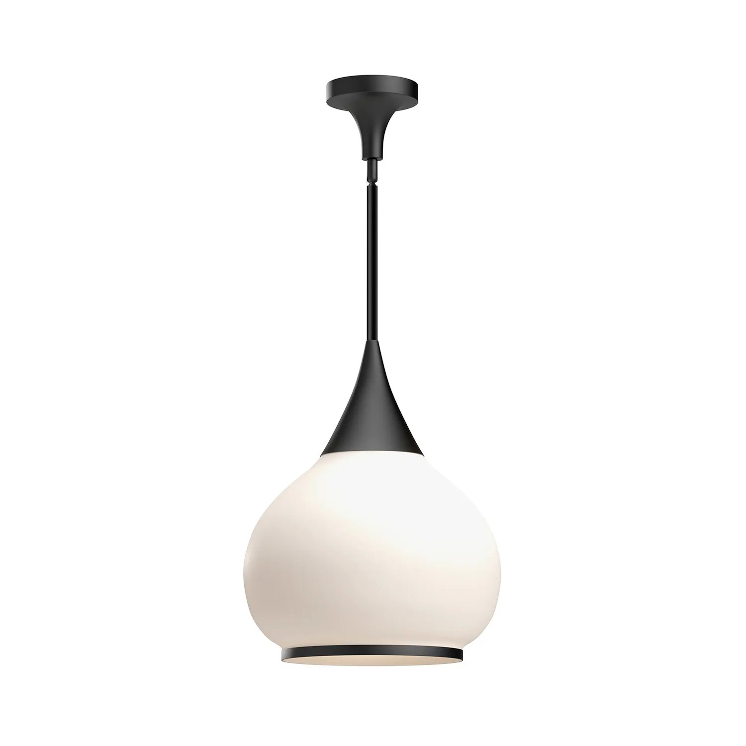 Hazel One Light Pendant in Matte Black/Opal Matte Glass