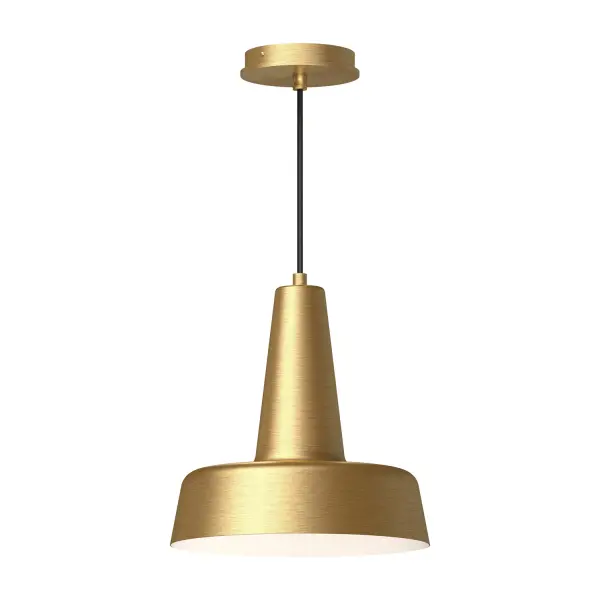 Inspired by Scandinavian minimalism, Juliana features a simple, artful silhouette. Create hygge in your space by adding this pendant to your kitchen island or eat-in kitchen table, bedroom, or bathroom. Crafted to fit the mood of any home perfectly, this simple pendant speaks volumes. Collection: Juliana Designer: Alan Pepin Finish: Brushed Gold Glass: Steel Shade Width: 11.13" Height: 11.63" Length: 11.13" Weight: 1.89 lb Wire: 72" Black Braided Canopy: D5.125" x H3" Number of Bulbs: 1 Maximum Wattage: 60.00 W Bulb Type: A19 Bulb Base: E26 Voltage: 120.00 V Material: Steel Country of Origin: China Safety Listing: UL Safety Rating: Dry Manufacturer Warranty: 1 Year Spec Sheet Instructions