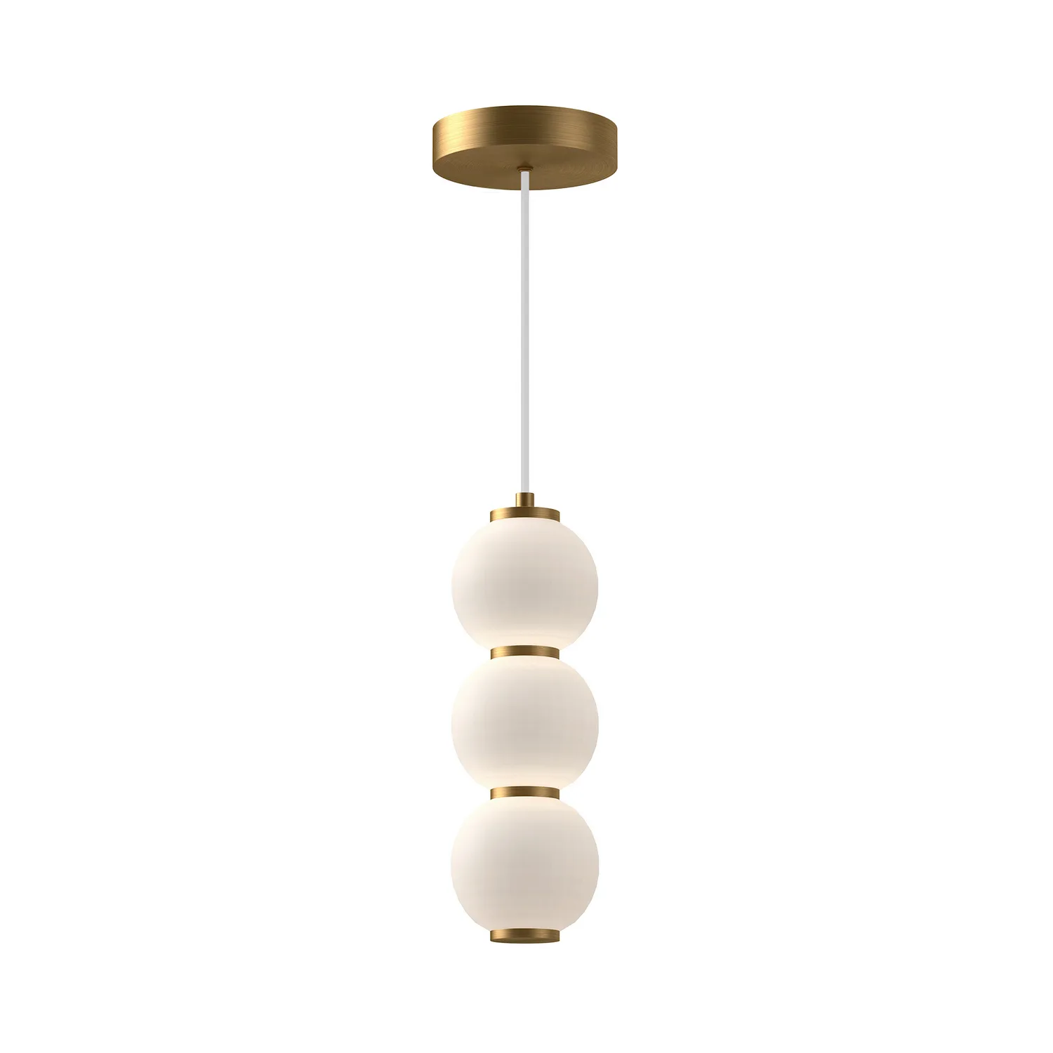 Bijou LED Pendant in Aged Gold/Opal Matte Glass