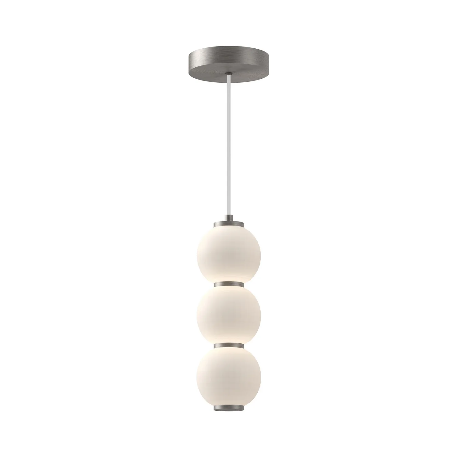 Bijou LED Pendant in Brushed Nickel/Opal Matte Glass