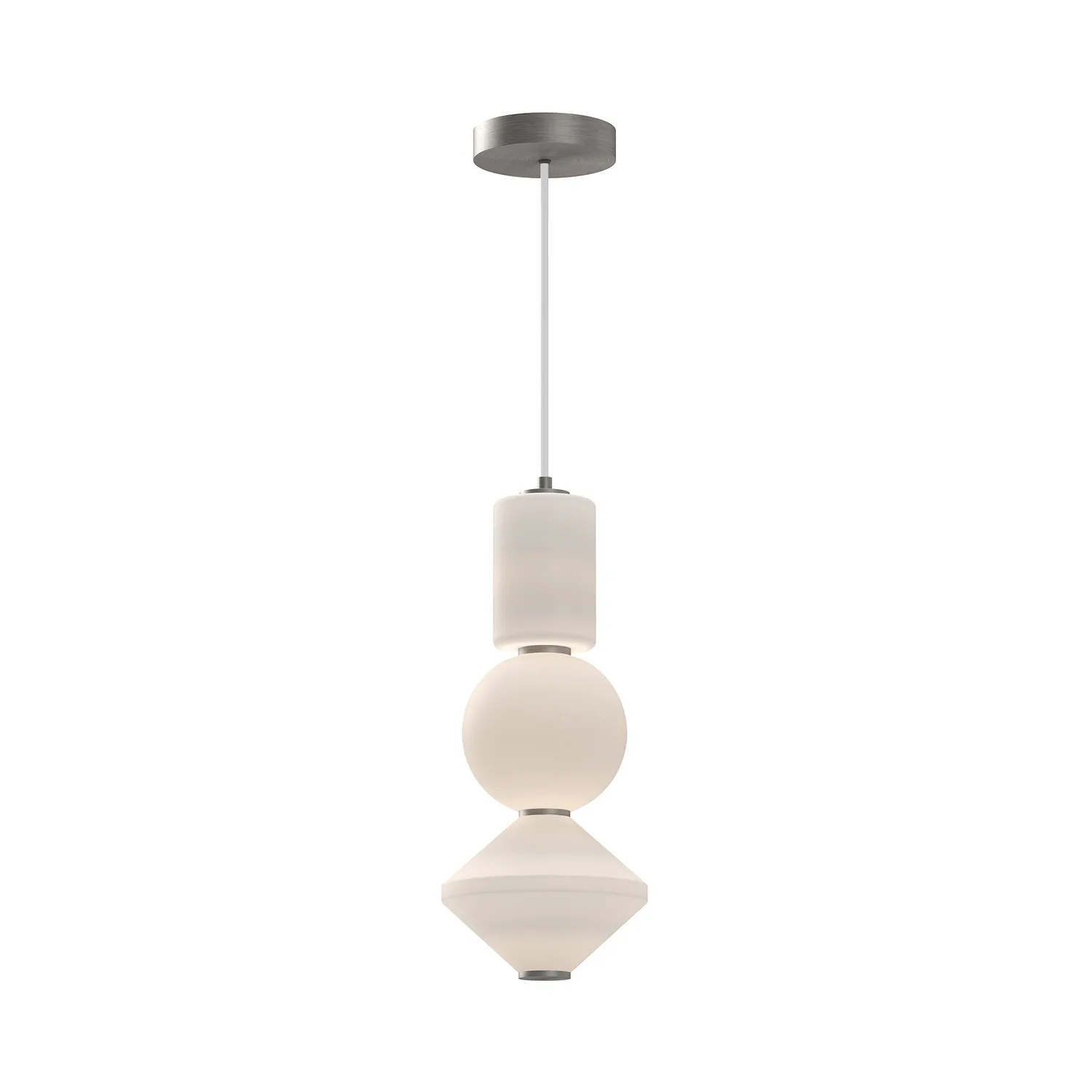 Bijou LED Pendant in Brushed Nickel/Opal Matte Glass