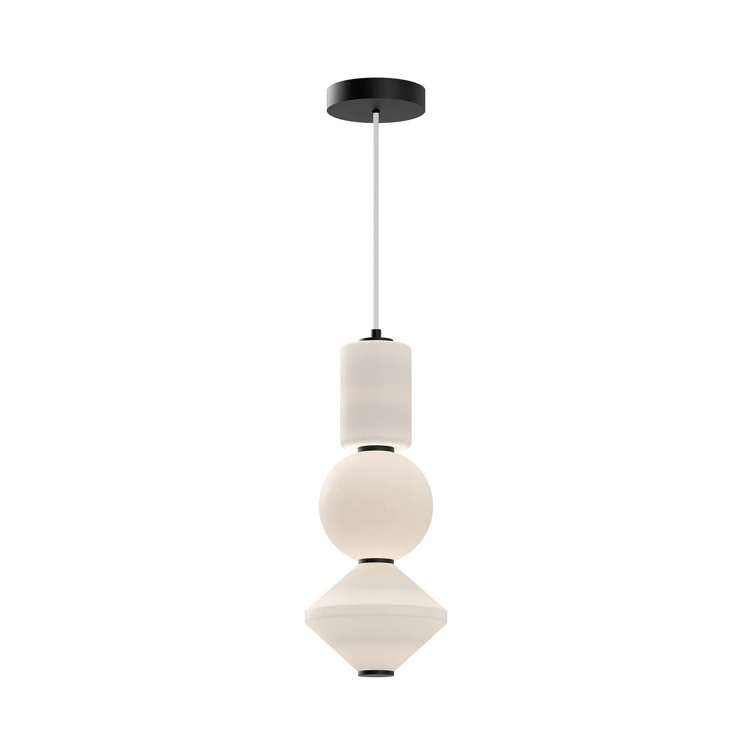 Bijou LED Pendant in Matte Black/Opal Matte Glass