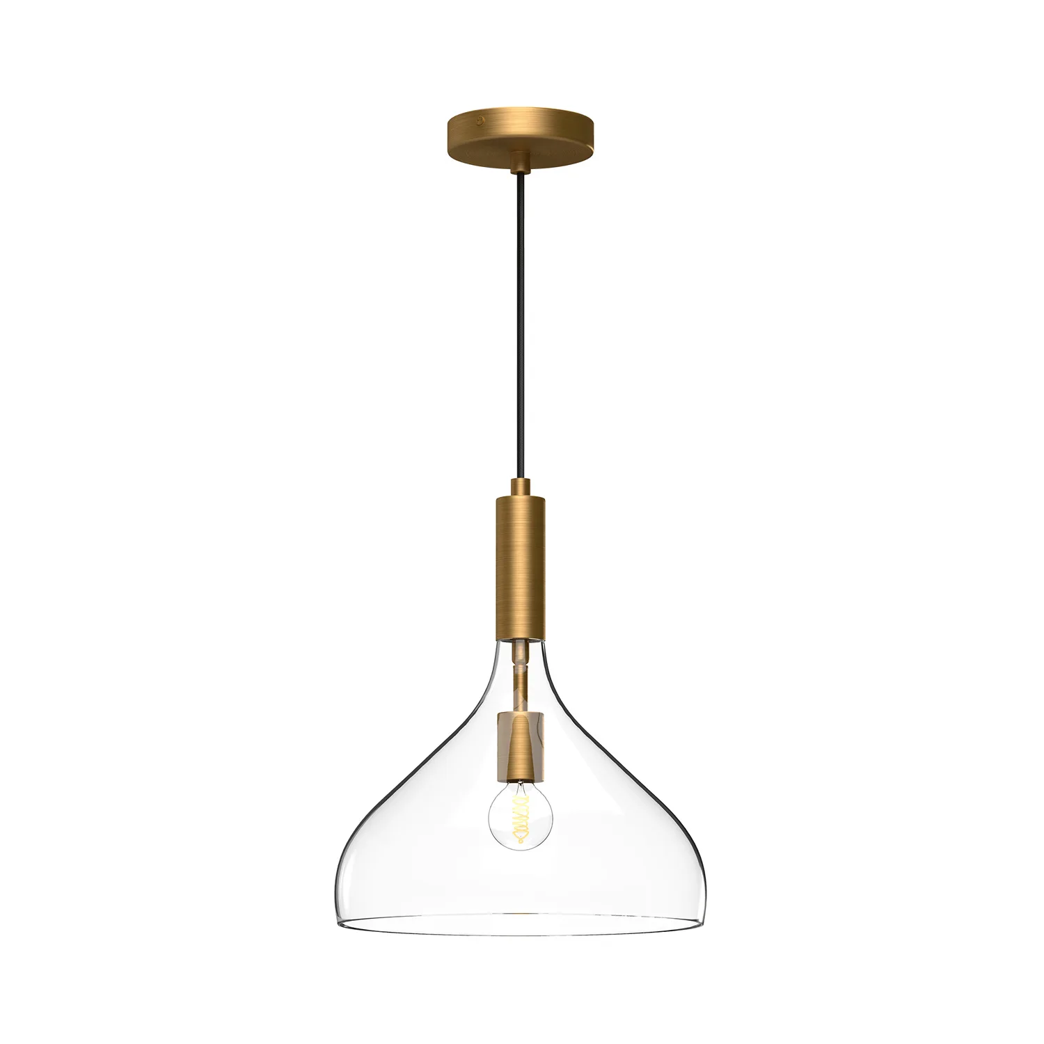 Belleview One Light Pendant in Aged Gold/Clear Glass