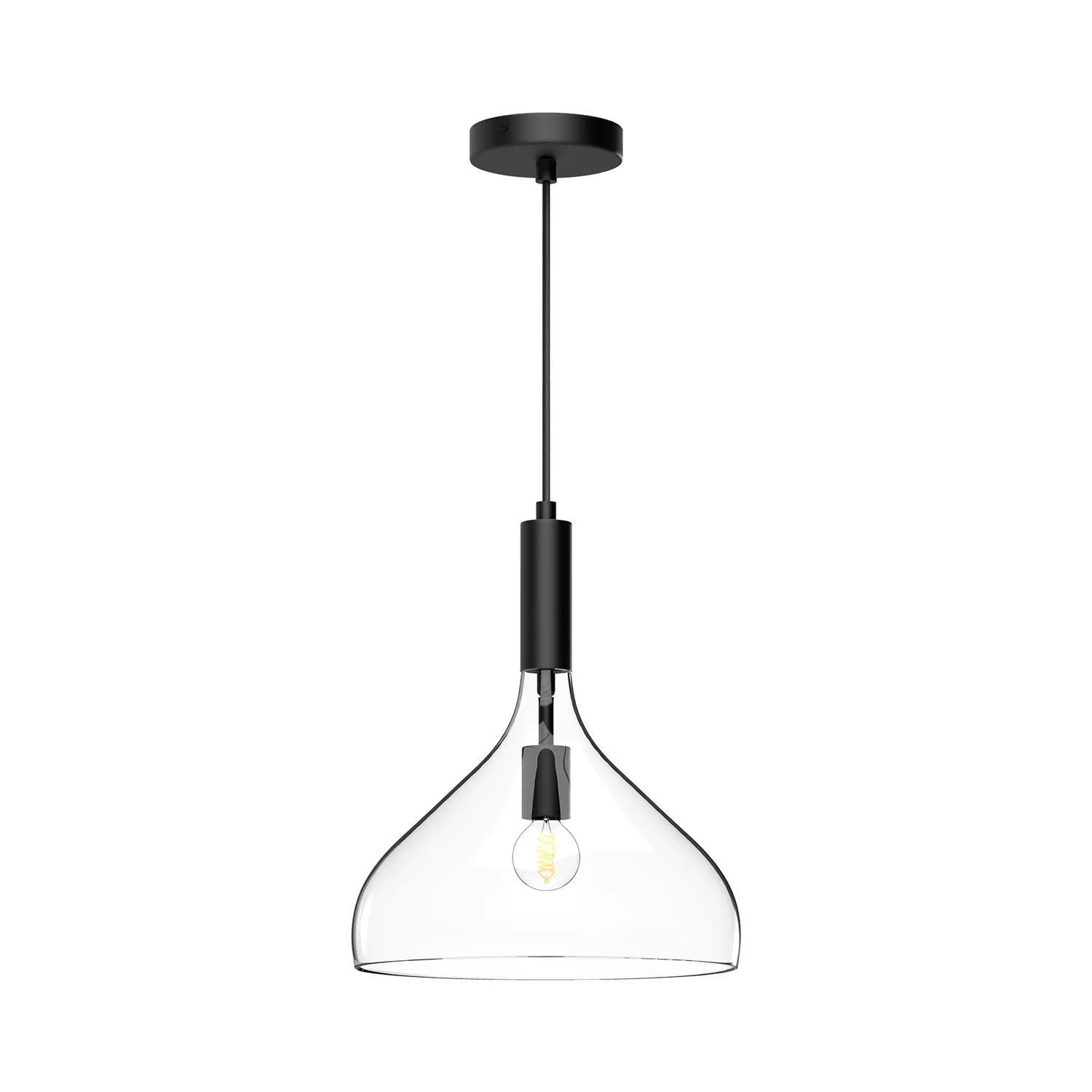 Belleview One Light Pendant in Clear Glass/Matte Black