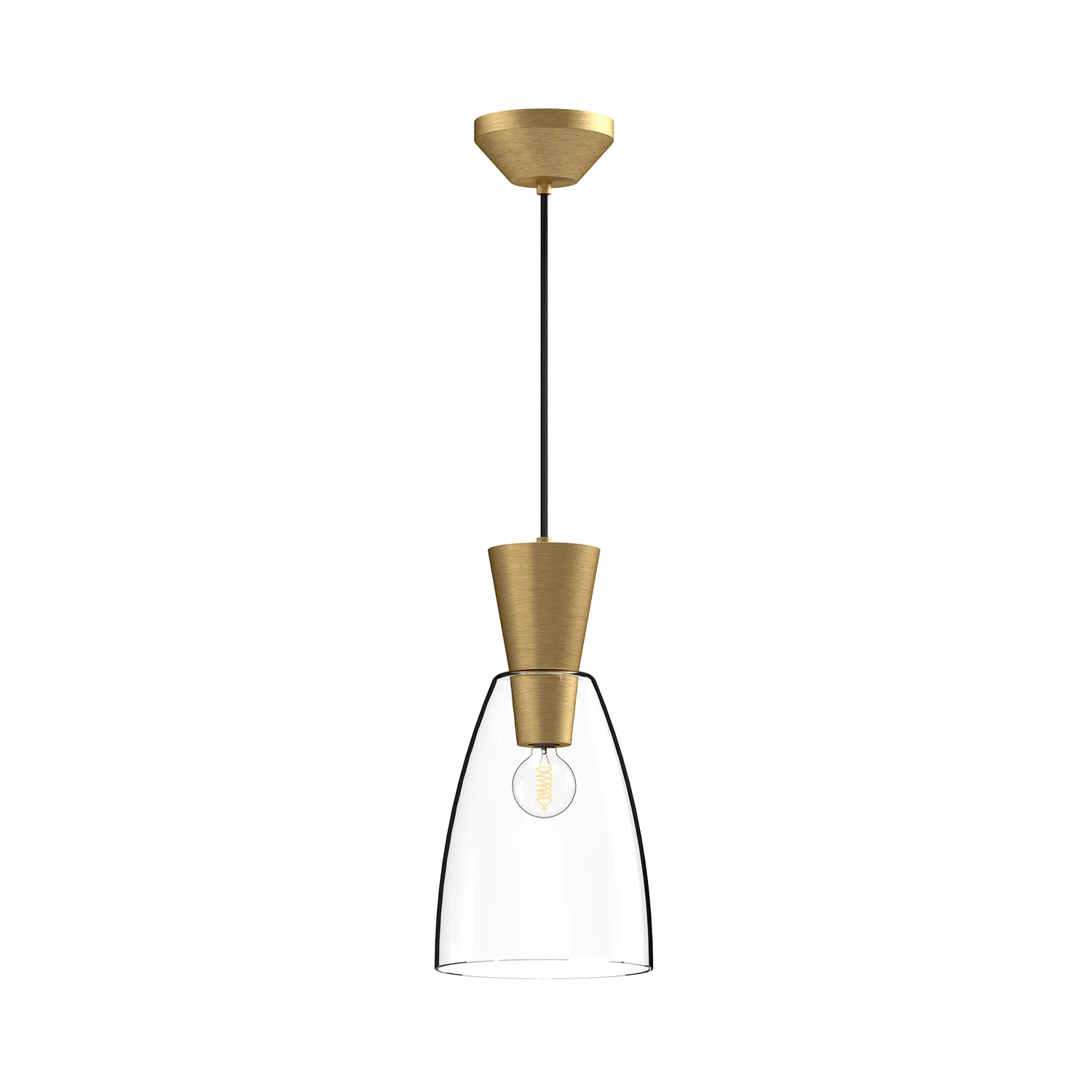 Arlo One Light Pendant in Brushed Gold/Clear Glass