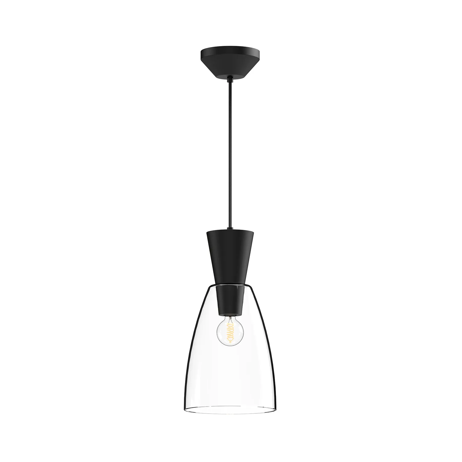 Arlo One Light Pendant in Clear Glass/Matte Black