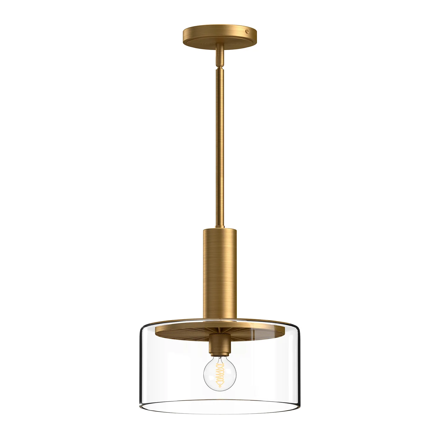 Royale One Light Pendant in Aged Gold/Clear Glass