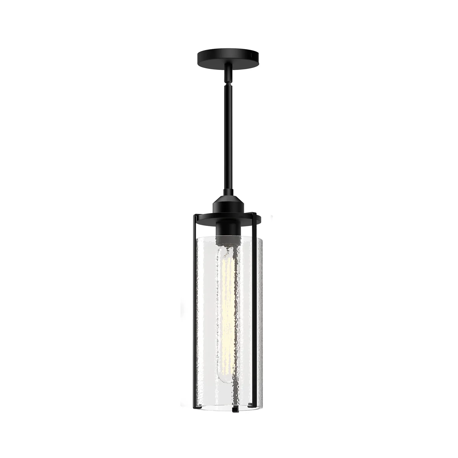 Belmont One Light Pendant in Clear Water Glass/Matte Black