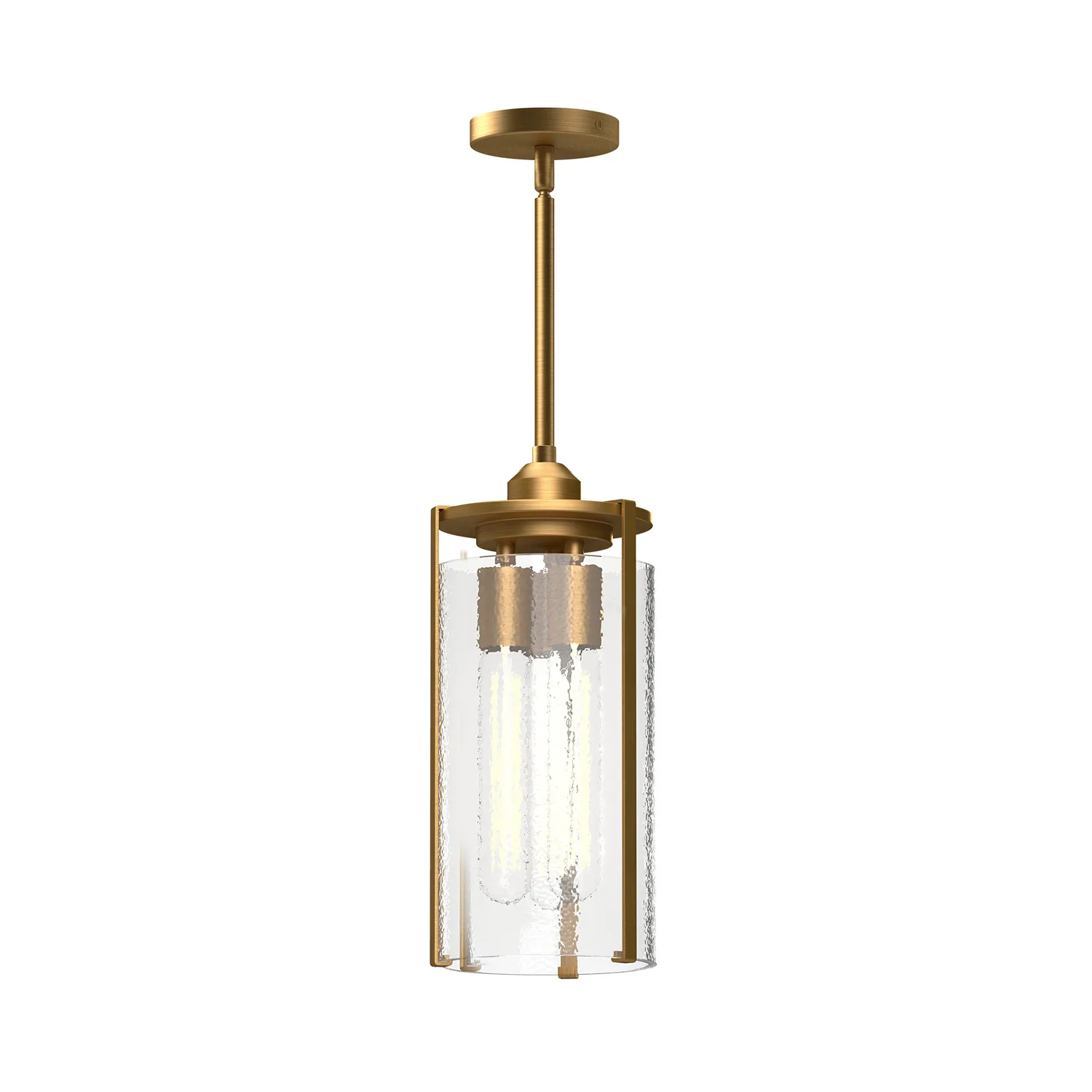 Belmont Three Light Pendant in Aged Gold/Clear Water Glass